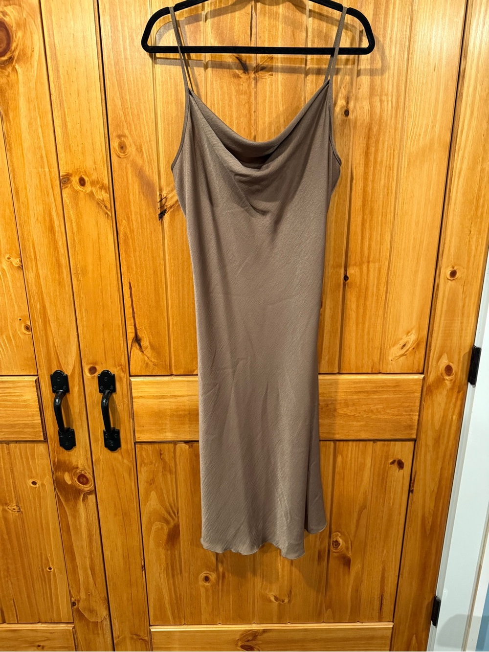 Bebe Satin Taupe Dress